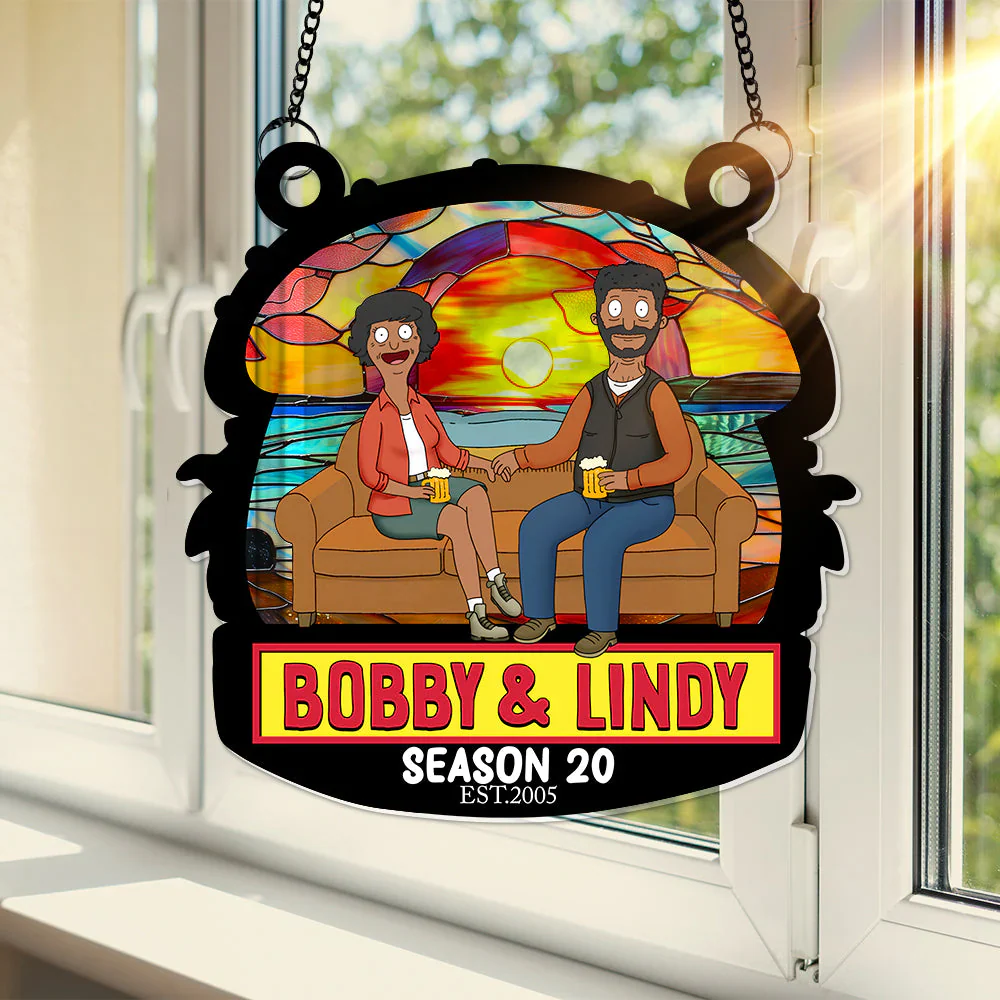 Burger Couple - Personalized Window Hanging Suncatcher Ornament - Gift For Couple, Husband Wife, Anniversary | CL55 PT - Image 3