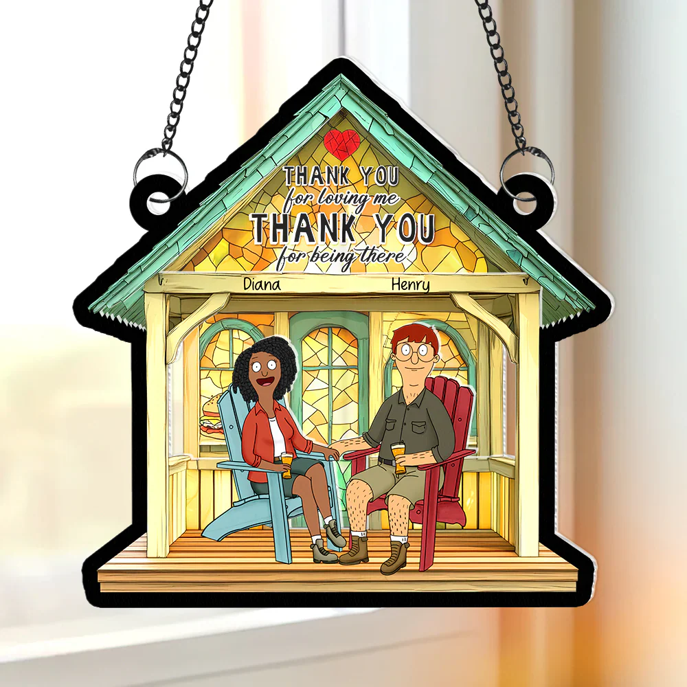 Burger Couple- Personalized Window Hanging Suncatcher Ornament - Gift For Couple, Husband Wife, Anniversary | CL55 PT - Image 2