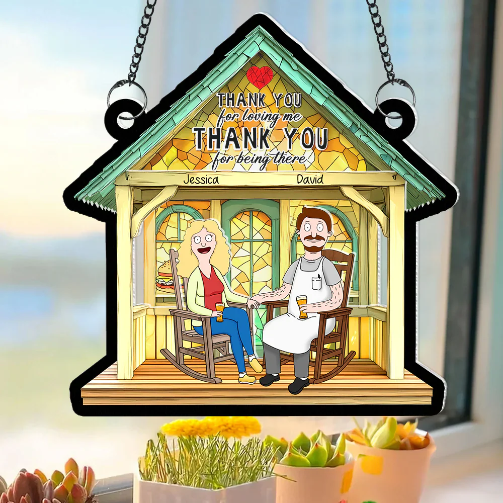 Burger Couple- Personalized Window Hanging Suncatcher Ornament - Gift For Couple, Husband Wife, Anniversary | CL55 PT - Image 3