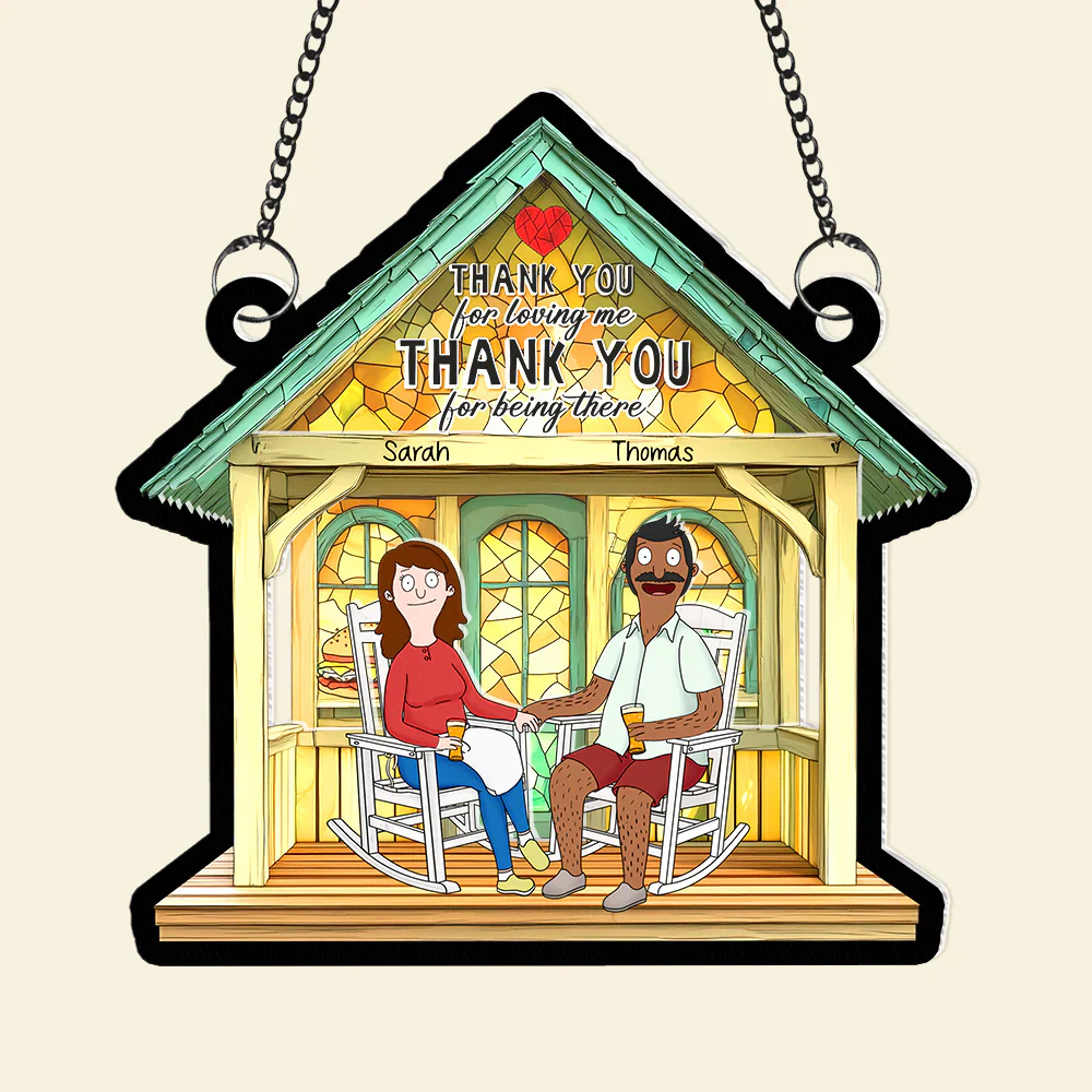 Burger Couple- Personalized Window Hanging Suncatcher Ornament - Gift For Couple, Husband Wife, Anniversary | CL55 PT - Image 4