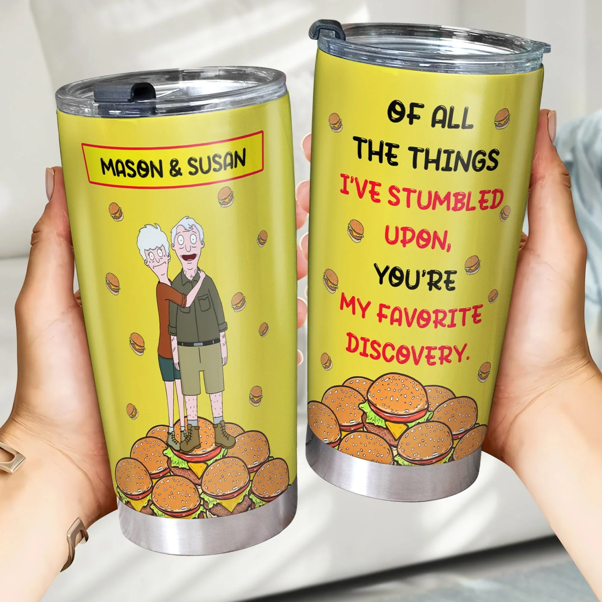 Burger Couple You're My Favorite Discovery - Personalized Tumbler - Gift For Couple, Husband Wife, Anniversary | CL55