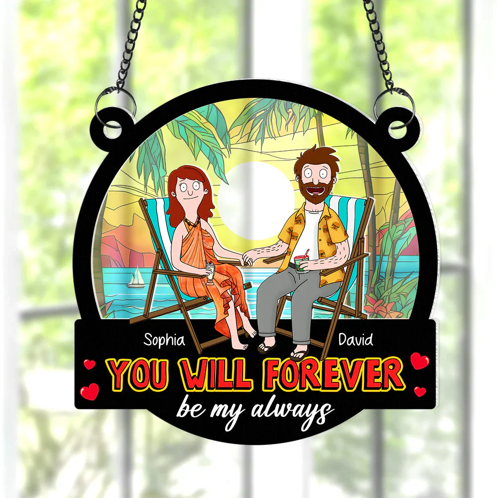 Burger You Will Forever Be My Always - Personalized Window Hanging Suncatcher Ornament - Gift For Couple, Husband Wife, Anniversary | CL55 PT - Image 2