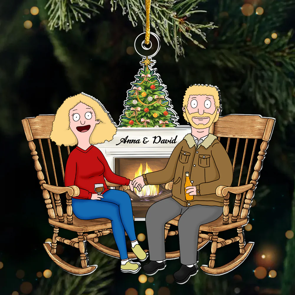 Burgers Couple in Christmas Night - Personalized Acrylic Ornament - Gift For Couples | CL55 NL122