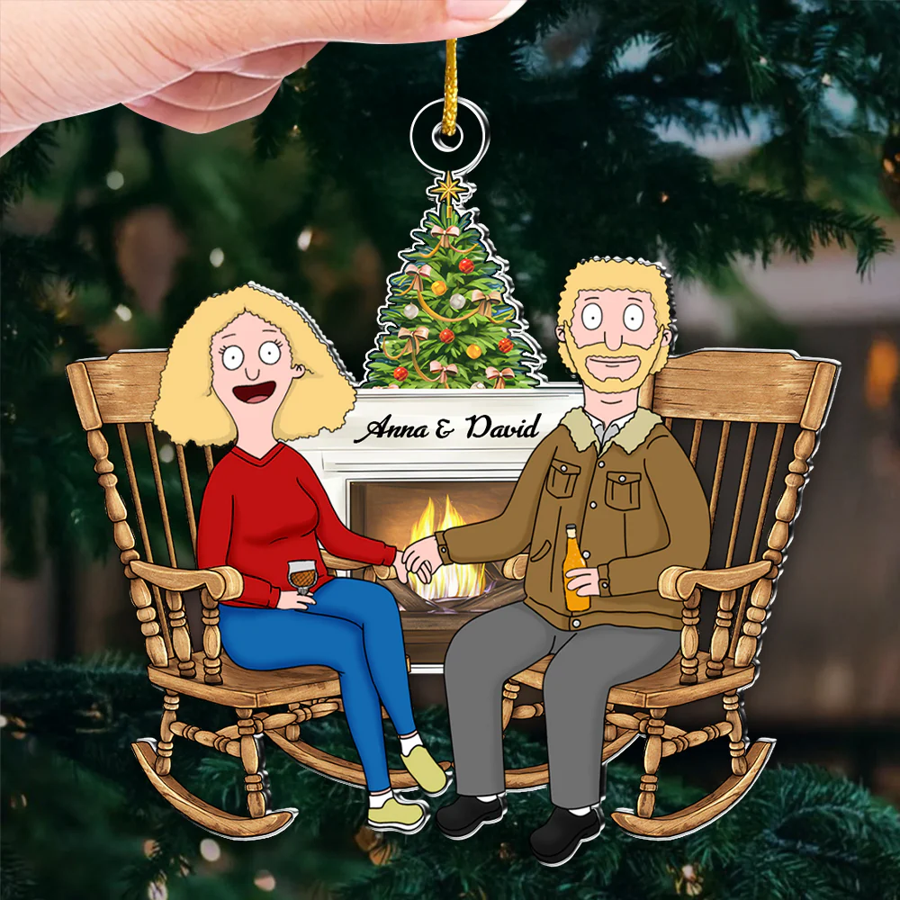 Burgers Couple in Christmas Night - Personalized Acrylic Ornament - Gift For Couples | CL55 NL122 - Image 3