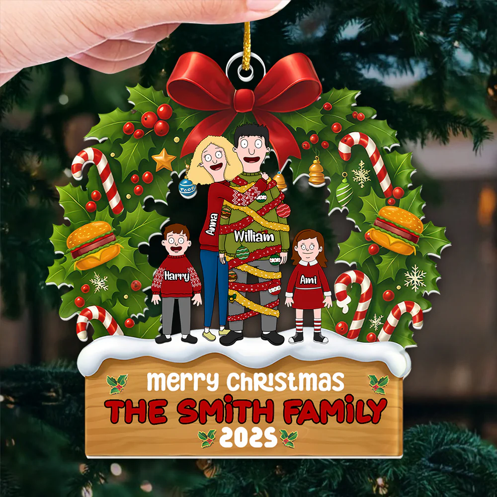 Burgers Family Merry Christmas - Personalized Acrylic Ornament - Gift For Family | CL56 TD118 - Image 3