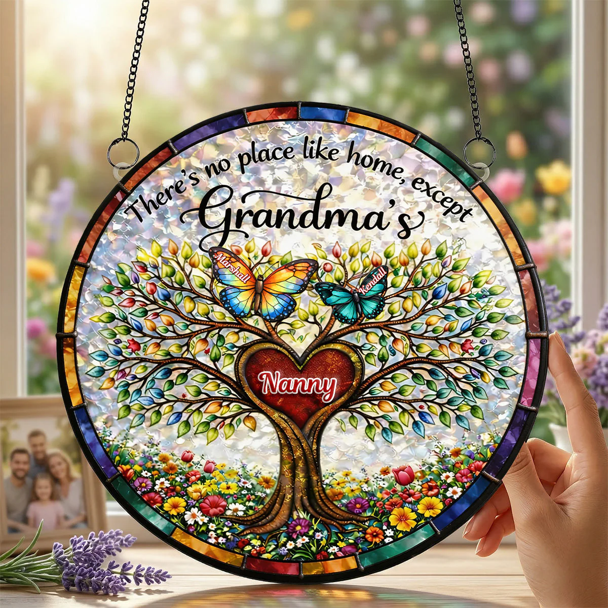 Butterfly Family Tree Grandma - Personalized Window Hanging Suncatcher - Gift For Mom, Grandma HN02 - Image 2
