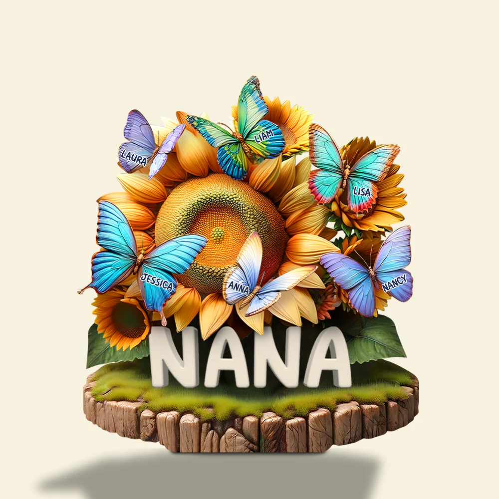 Butterfly Kids On Sunflowers - Personalized Shaped Acrylic Plaque - Gift For Mom, Grandma HN02 - Image 4