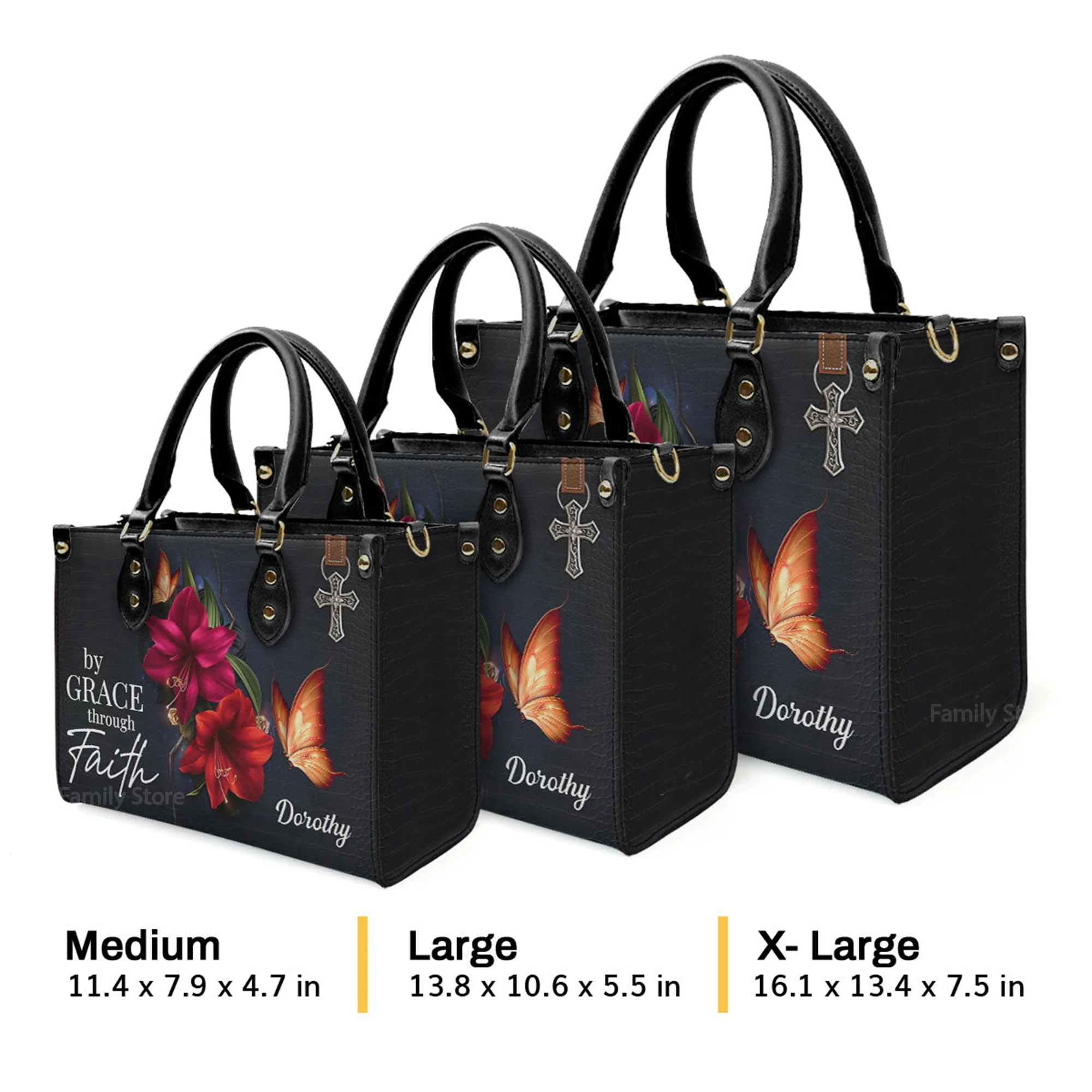 By Grace Through Faith - Thoughtful Gift For Christians - Personalized Leather Handbag With Handle - AT4080732 - Image 4