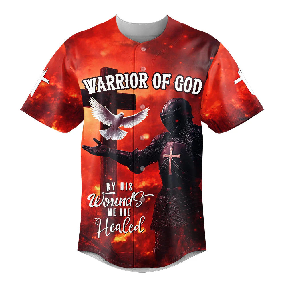 By His Wounds We Are Healed Custom Name Baseball Jersey - Christant Gift For Him - Image 2