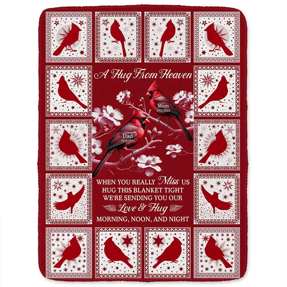 Cardinal Bird A Hug From Heaven - Personalized Blanket - Christmas Gift For Family, Memorial Human HH01 - Image 2