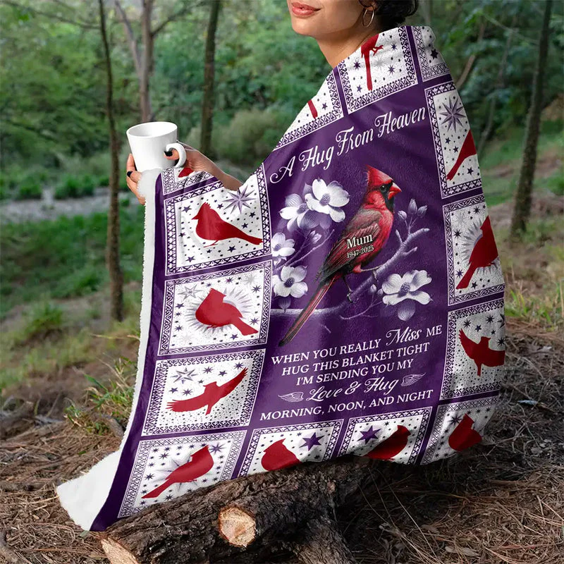 Cardinal Bird A Hug From Heaven - Personalized Blanket - Christmas Gift For Family, Memorial Human HH01 - Image 4