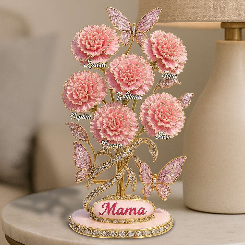 Carnation Flower Mama - Personalized Shaped Acrylic Plaque - Gift For Mom, Grandma HN02 - Image 5