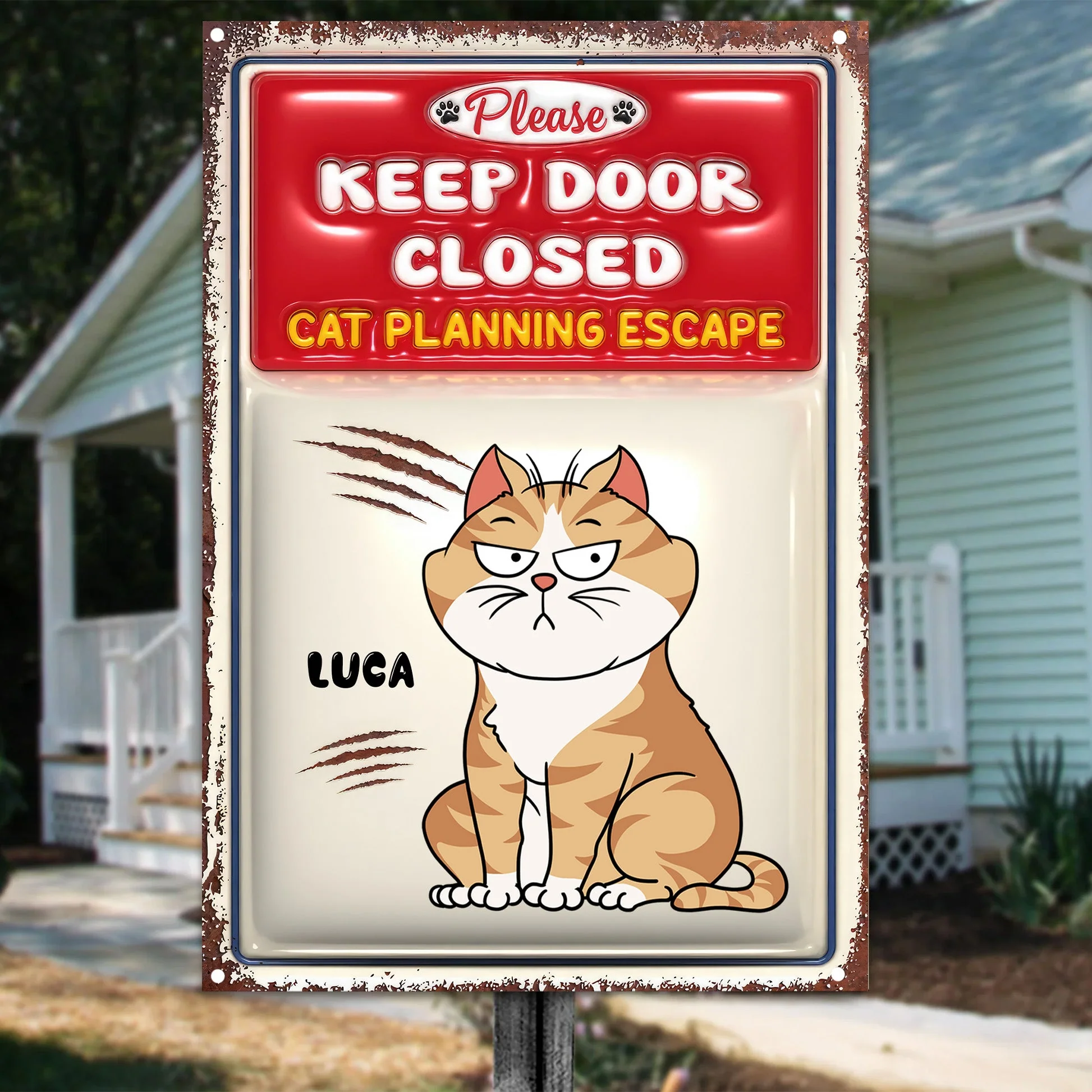 Cartoon Cats Planning Escape 2 - Personalized 3D Inflated Effect Metal Sign - Gift For Cat Lovers | CLPO2 NA94 - Image 4
