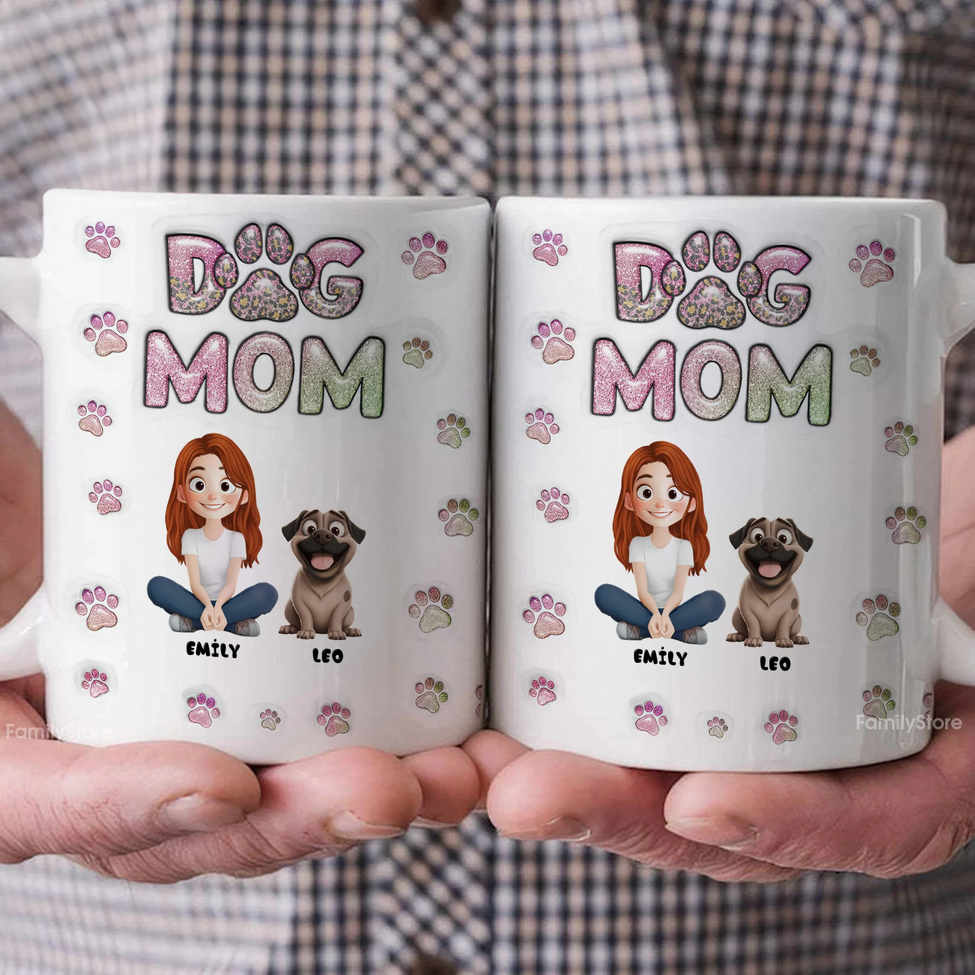 Cartoon Dog Mom Lovely Chibi - Personalized 3D Inflated Effect Ceramic Mug - Gift For Dog Lovers | CLP15 NA94 - Image 3
