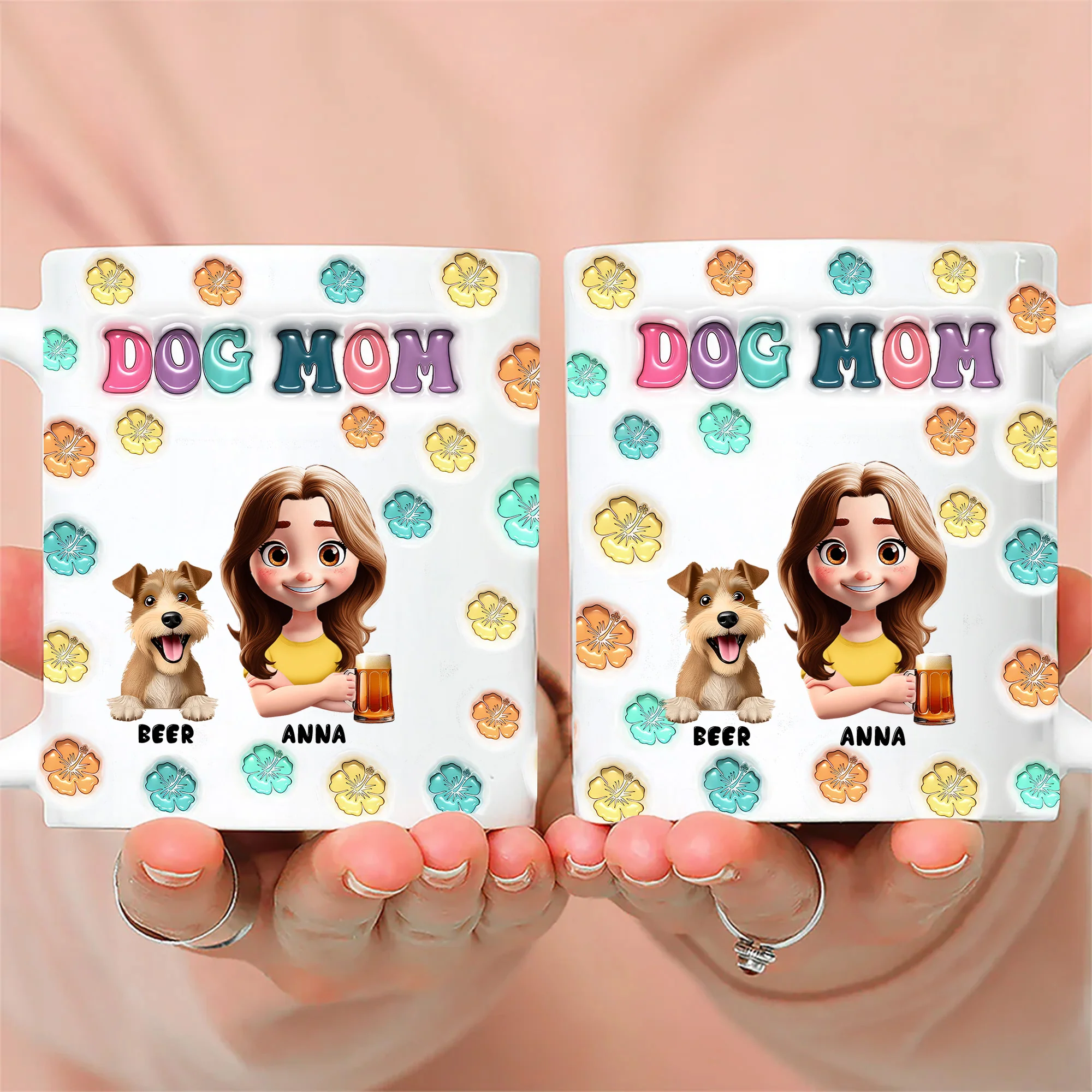 Cartoon Pet Mom Summer- Personalized 3D Inflated Effect Ceramic Mug - Gift For Pet Lovers | CLP16 NA94 - Image 2
