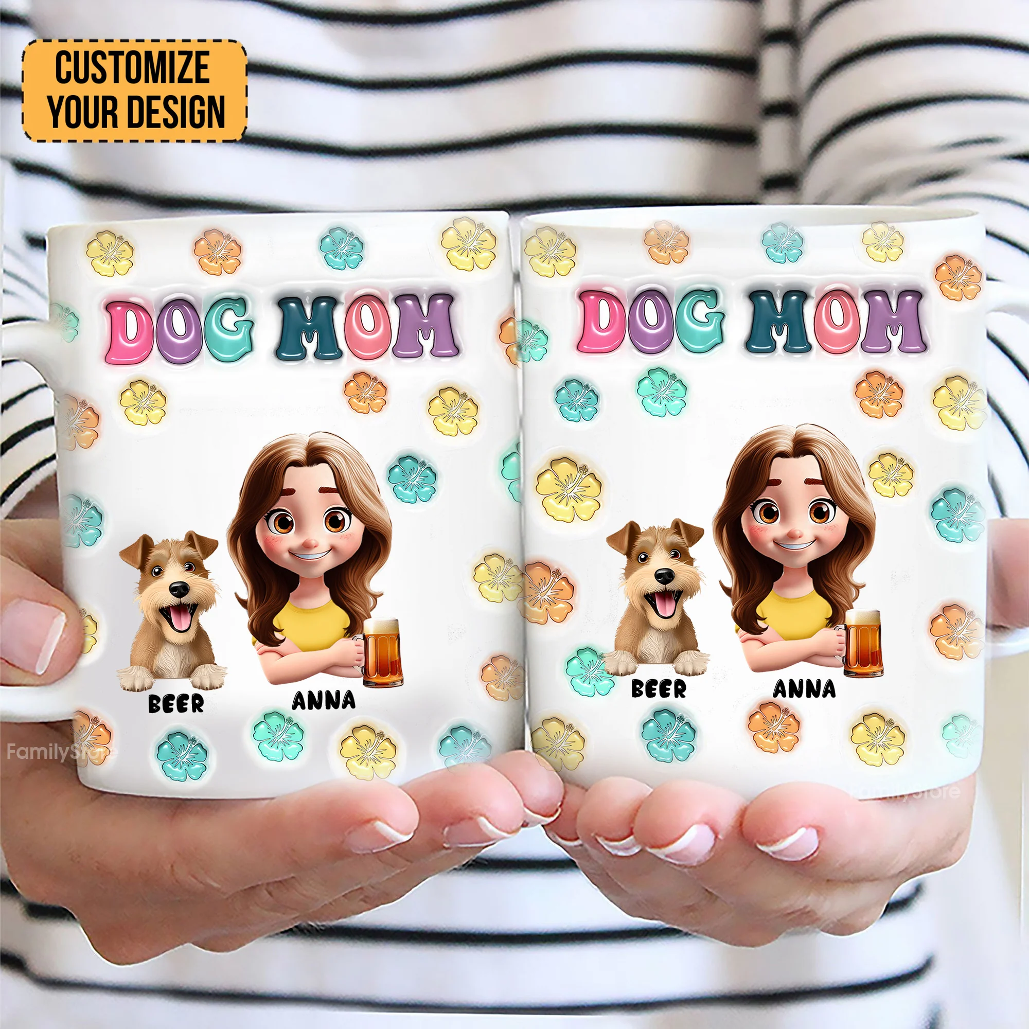 Cartoon Pet Mom Summer- Personalized 3D Inflated Effect Ceramic Mug - Gift For Pet Lovers | CLP16 NA94 - Image 3