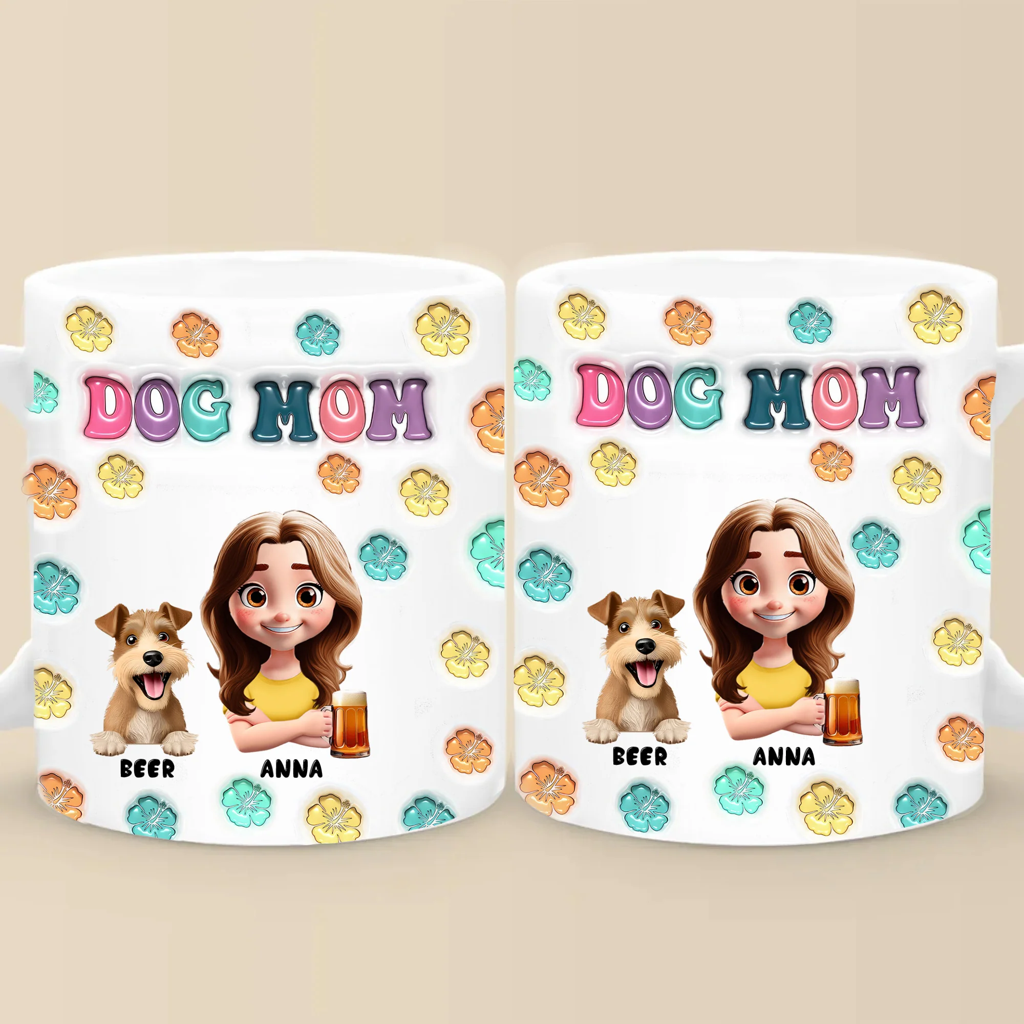 Cartoon Pet Mom Summer- Personalized 3D Inflated Effect Ceramic Mug - Gift For Pet Lovers | CLP16 NA94 - Image 5