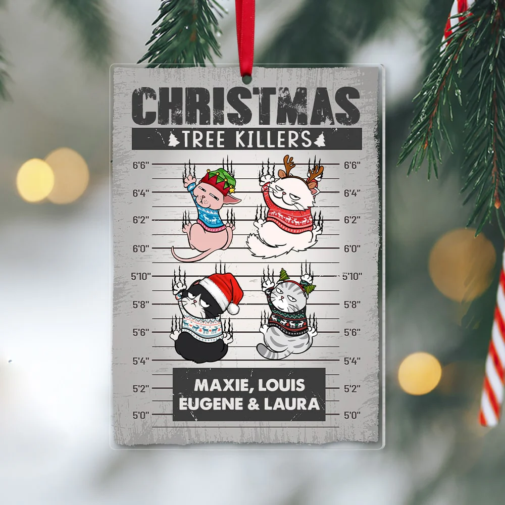Cat and Christmas Tree - Personalized Acrylic Ornament - Gift For Cat Lover, Cat Mom, Cat Dad - CLP12 NA94 - Image 2