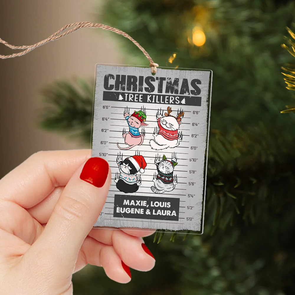 Cat and Christmas Tree - Personalized Acrylic Ornament - Gift For Cat Lover, Cat Mom, Cat Dad - CLP12 NA94 - Image 3