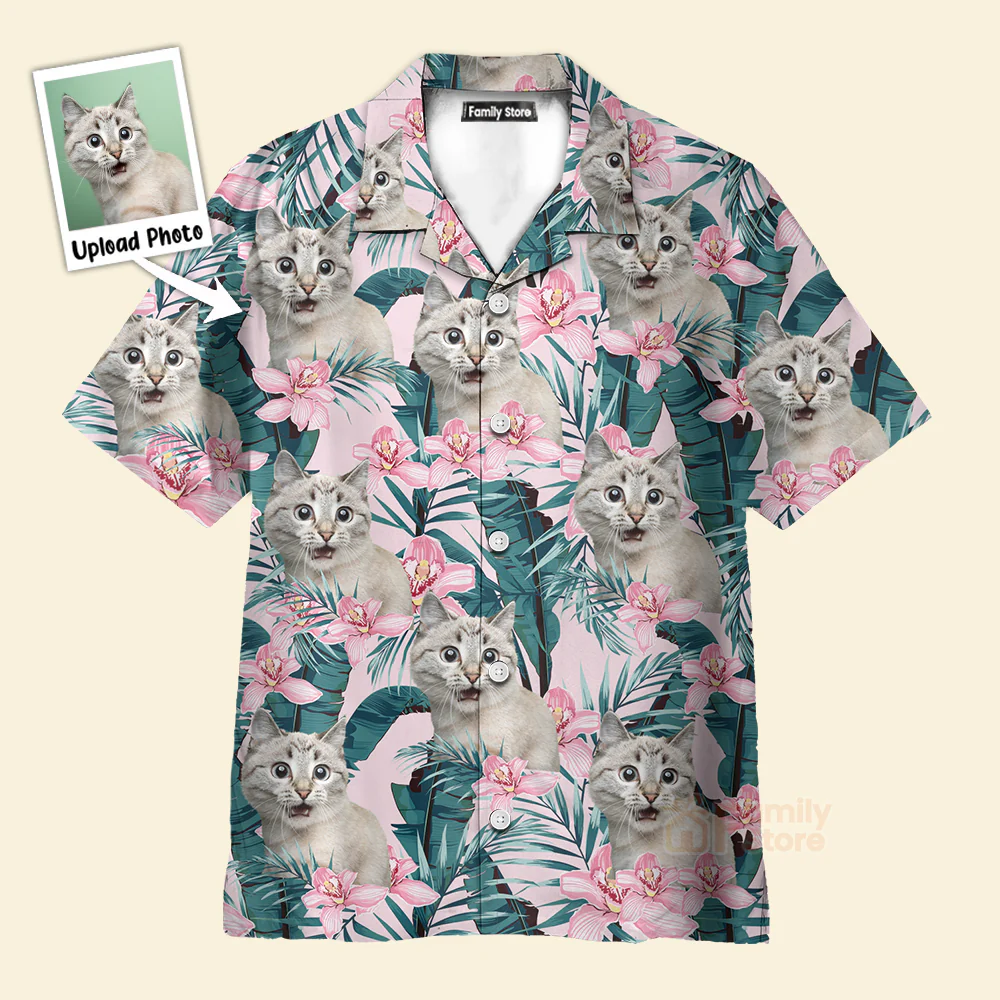 Custom Photo Cats And Queen Of Flower  For Pet Lovers -  Personalized Hawaiian Shirt - Image 3