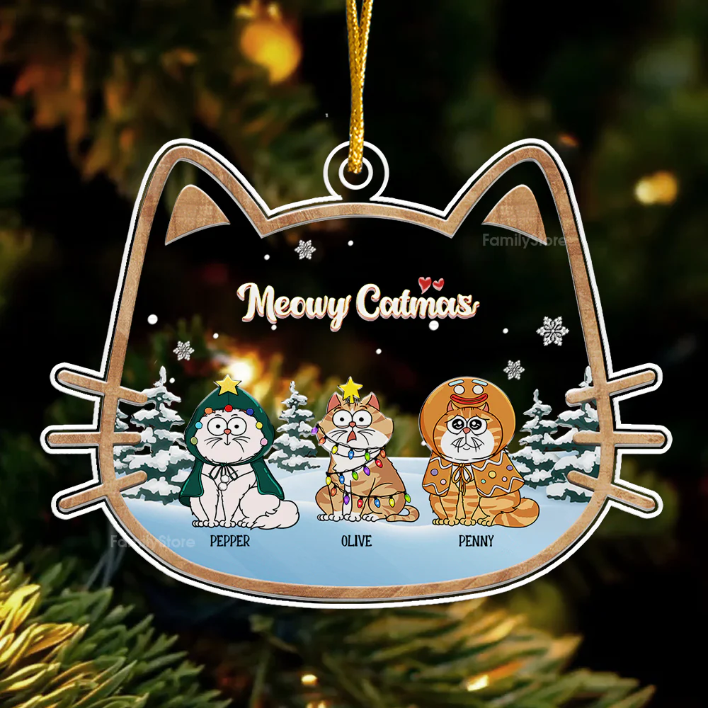 Cats Make The Season Bright - Gift For Cat Lover, Pet Lovers - Personalized Acrylic Ornament - CLP03 NH96 - Image 3