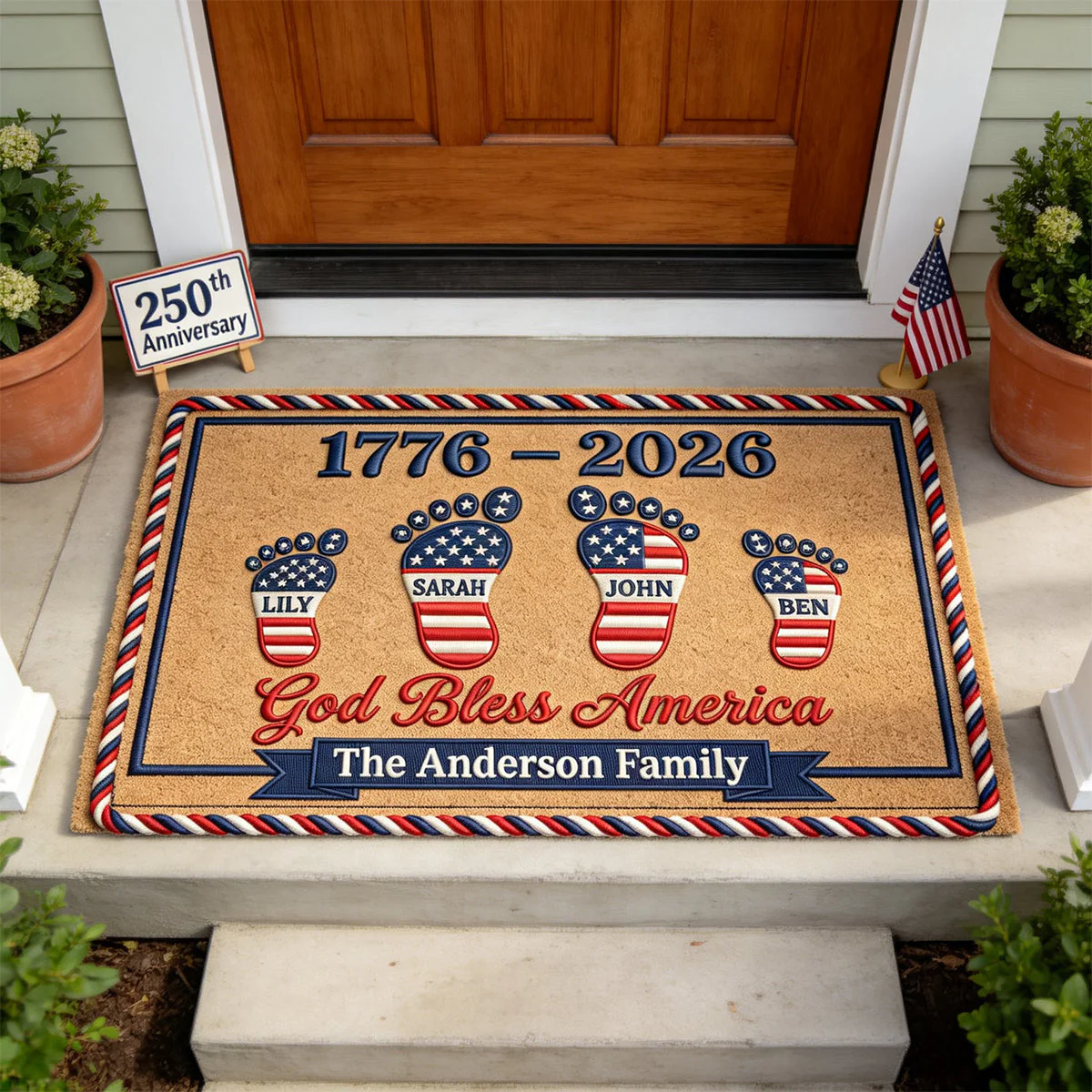 Celebrate 250 Years Of America - Personalized Doormat - Gift For Family, Patriots NL122 - Image 3