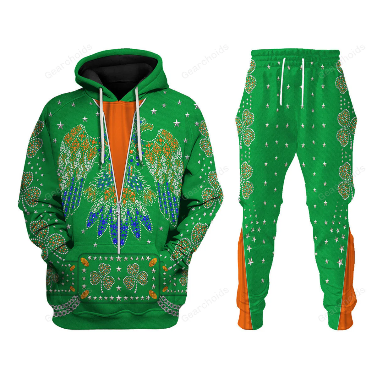 Celebrating the King: Elvis Presley Green - Costume Cosplay Hoodie Sweatshirt Sweatpants CSELV025
