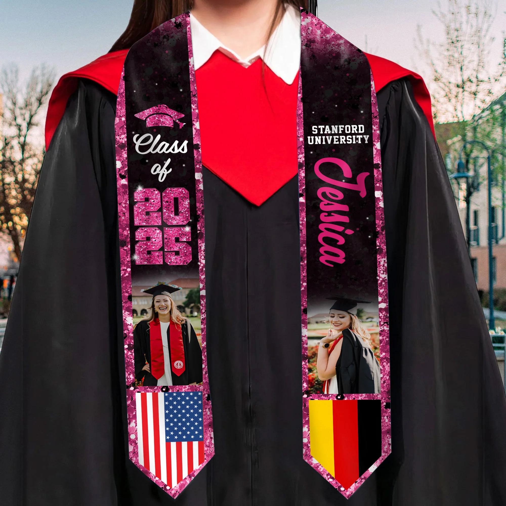 Celebration Graduation Flag - Personalized Graduation Stoles - Graduation Gift, Senior Gift | Custom Photo NH96