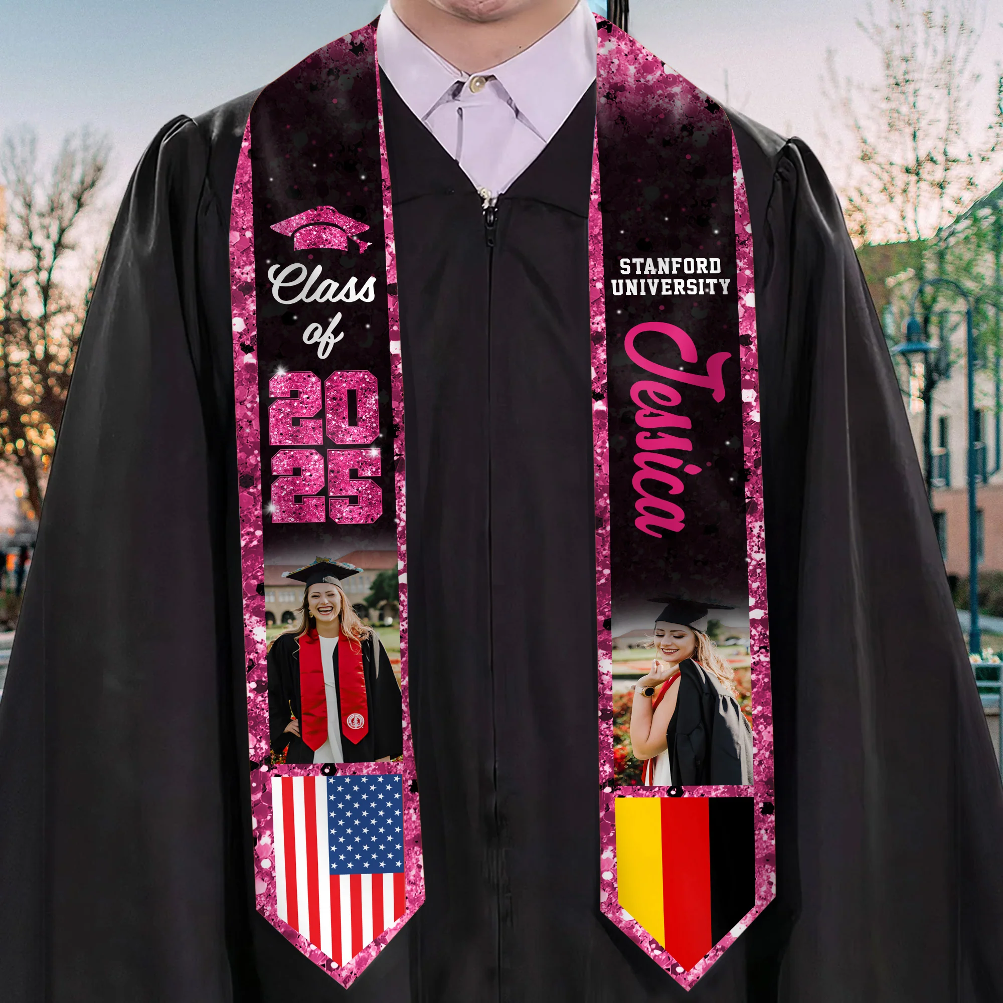 Celebration Graduation Flag - Personalized Graduation Stoles - Graduation Gift, Senior Gift | Custom Photo NH96 - Image 2