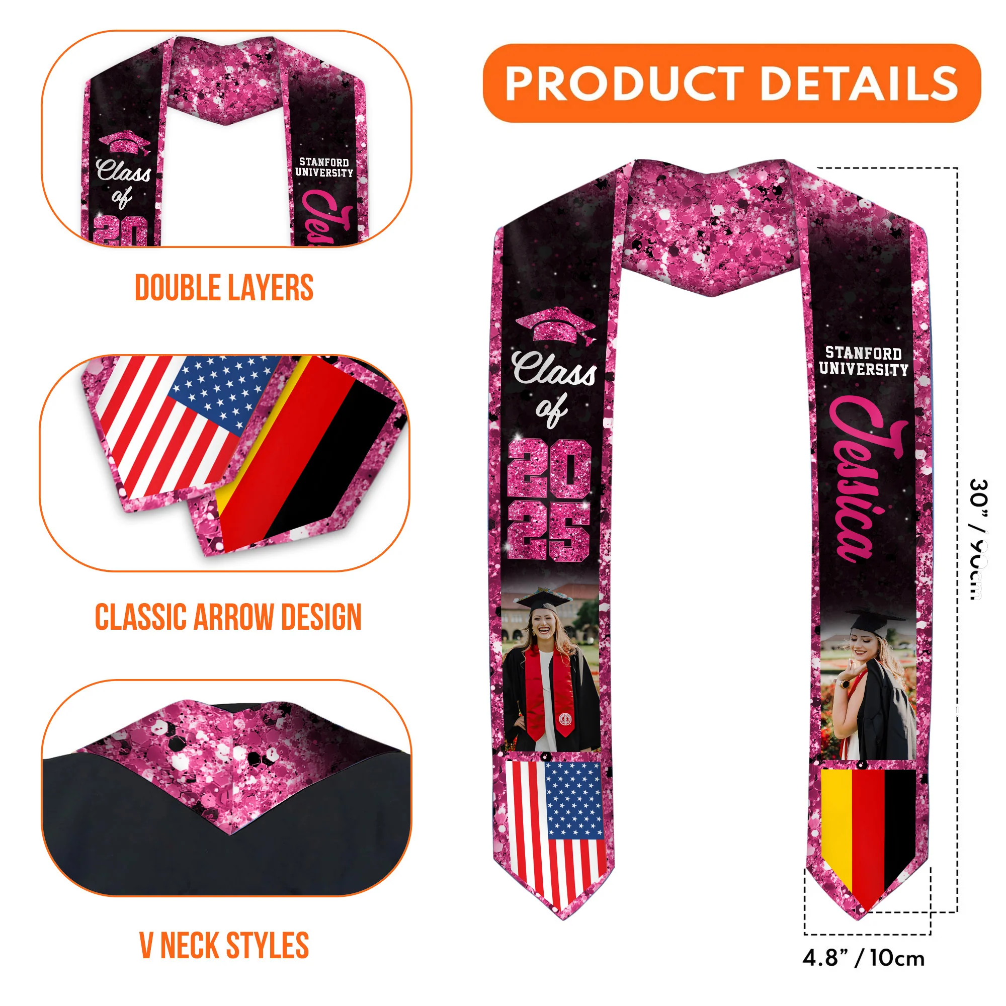 Celebration Graduation Flag - Personalized Graduation Stoles - Graduation Gift, Senior Gift | Custom Photo NH96 - Image 5