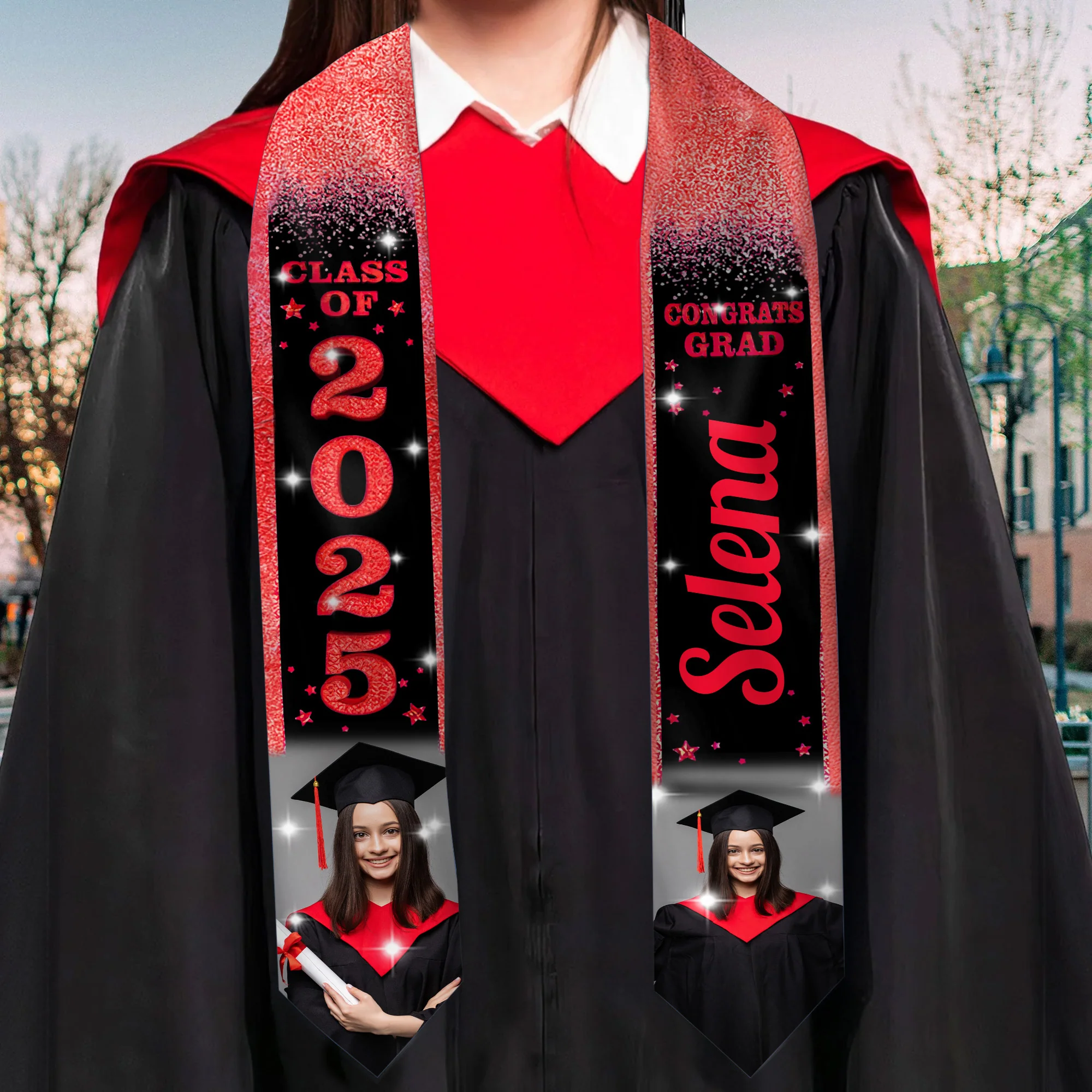 Celebration Graduation Glitter - Personalized Graduation Stoles - Graduation Gift, Senior Gift | Custom Photo NH96