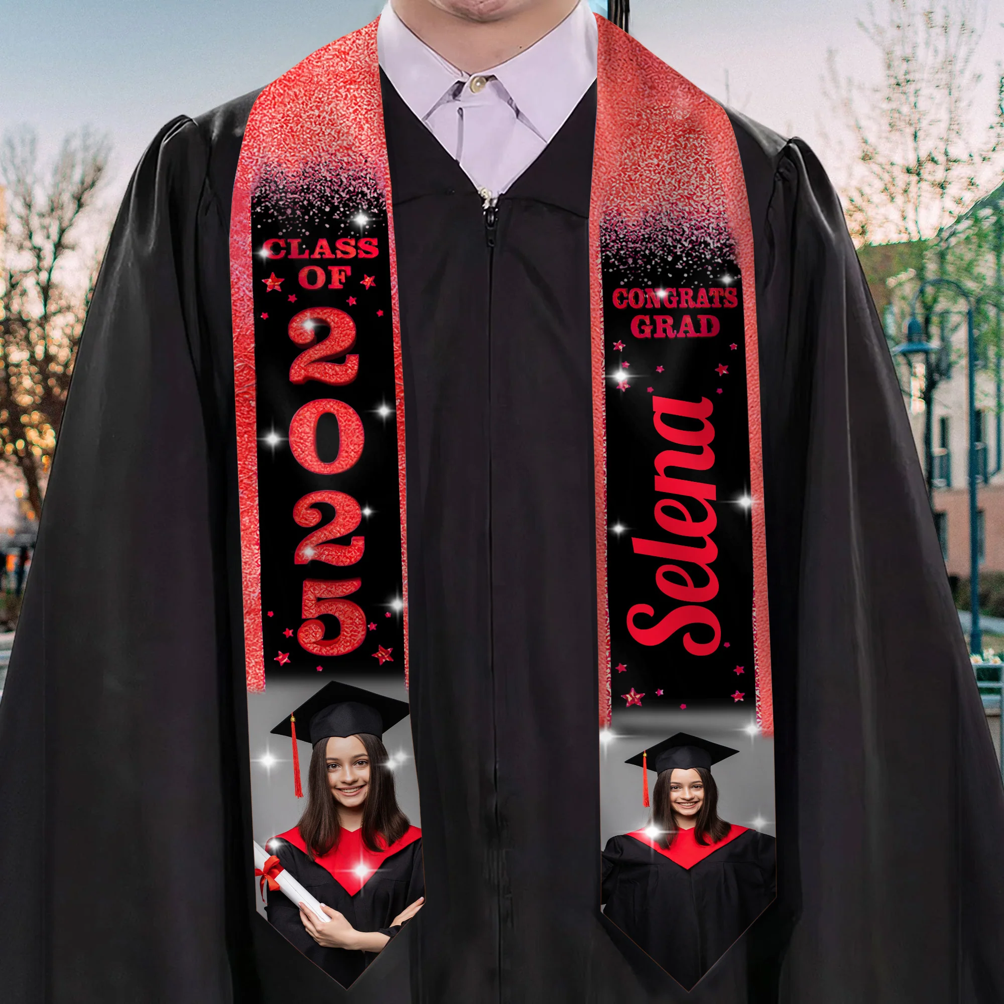 Celebration Graduation Glitter - Personalized Graduation Stoles - Graduation Gift, Senior Gift | Custom Photo NH96 - Image 2