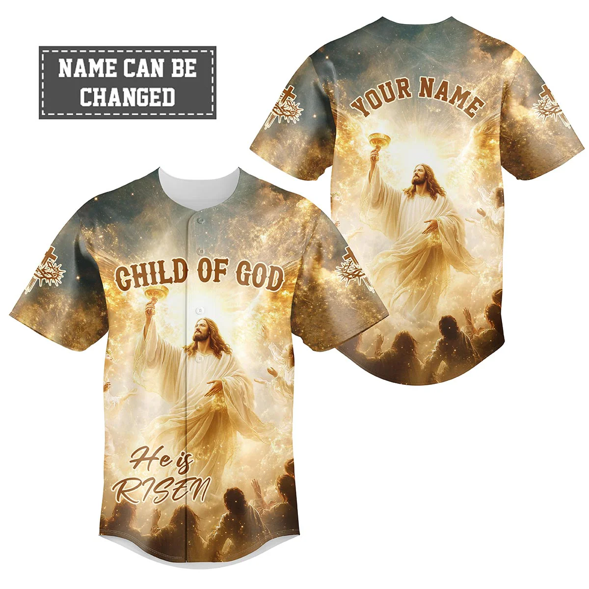 Child Of God He is Risen Custom Name Baseball Jersey - Christant Gift For Him