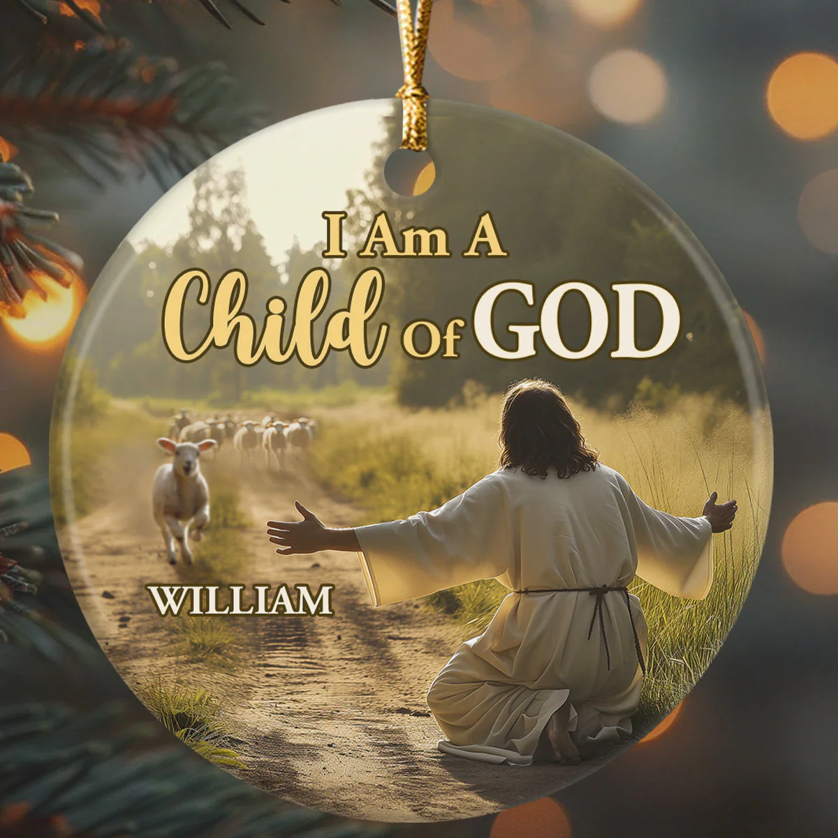 Child Of God - Personalized Round Shaped Ceramic Ornament HL128