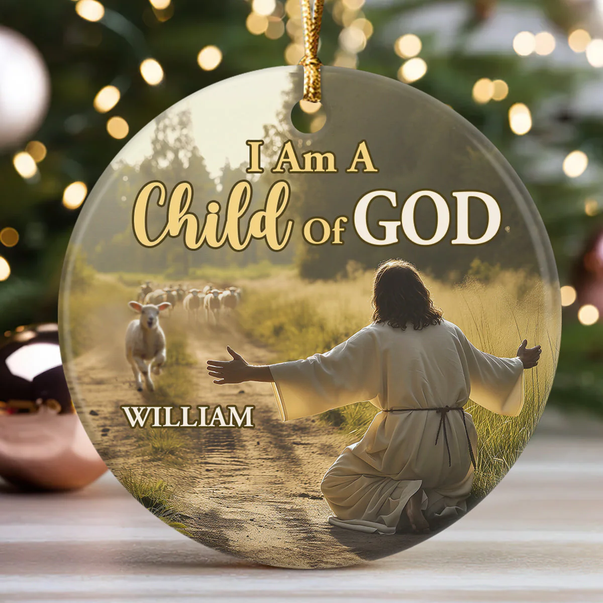 Child Of God - Personalized Round Shaped Ceramic Ornament HL128 - Image 3