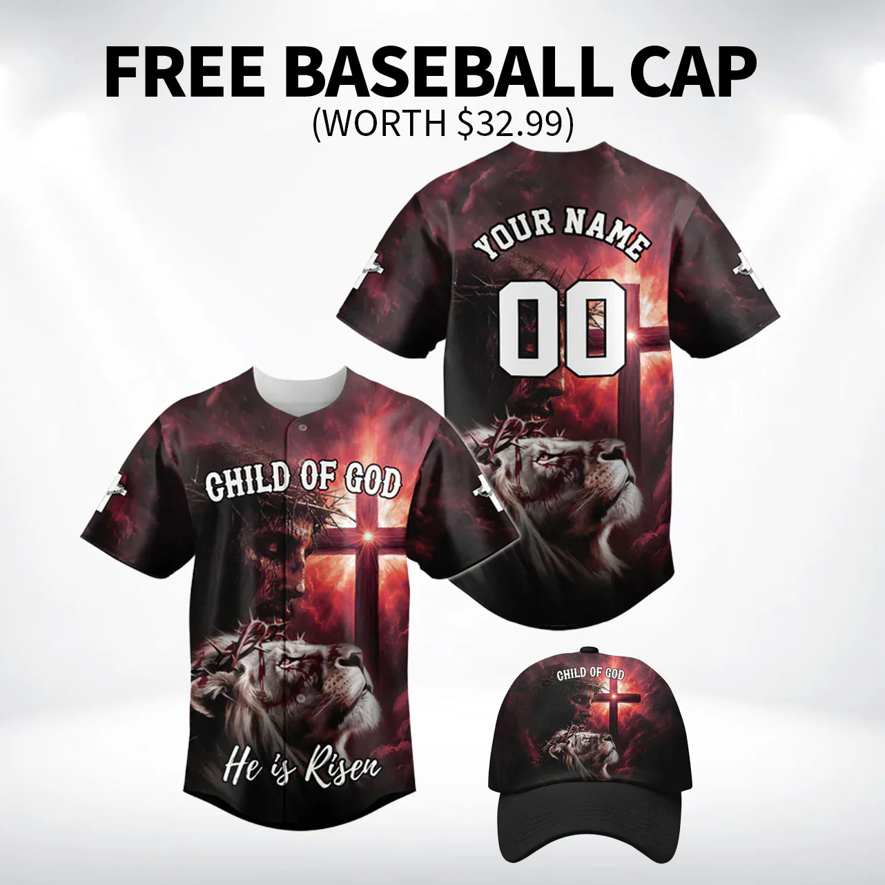 Child Of God Risen Warrior Baseball Jersey Bundle