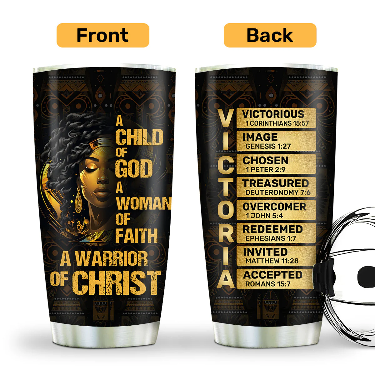 Child Of God Warrior Of Christ - Personalized Christian Stainless Steel Tumbler - Gift For Her, Wife, Mom HD95 - Image 2