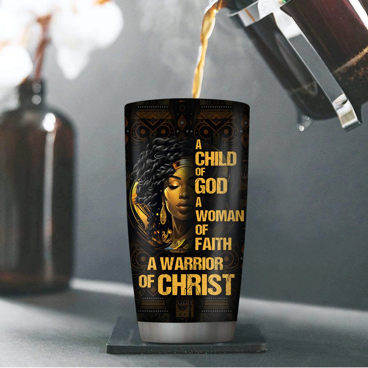 Child Of God Warrior Of Christ - Personalized Christian Stainless Steel Tumbler - Gift For Her, Wife, Mom HD95 - Image 4