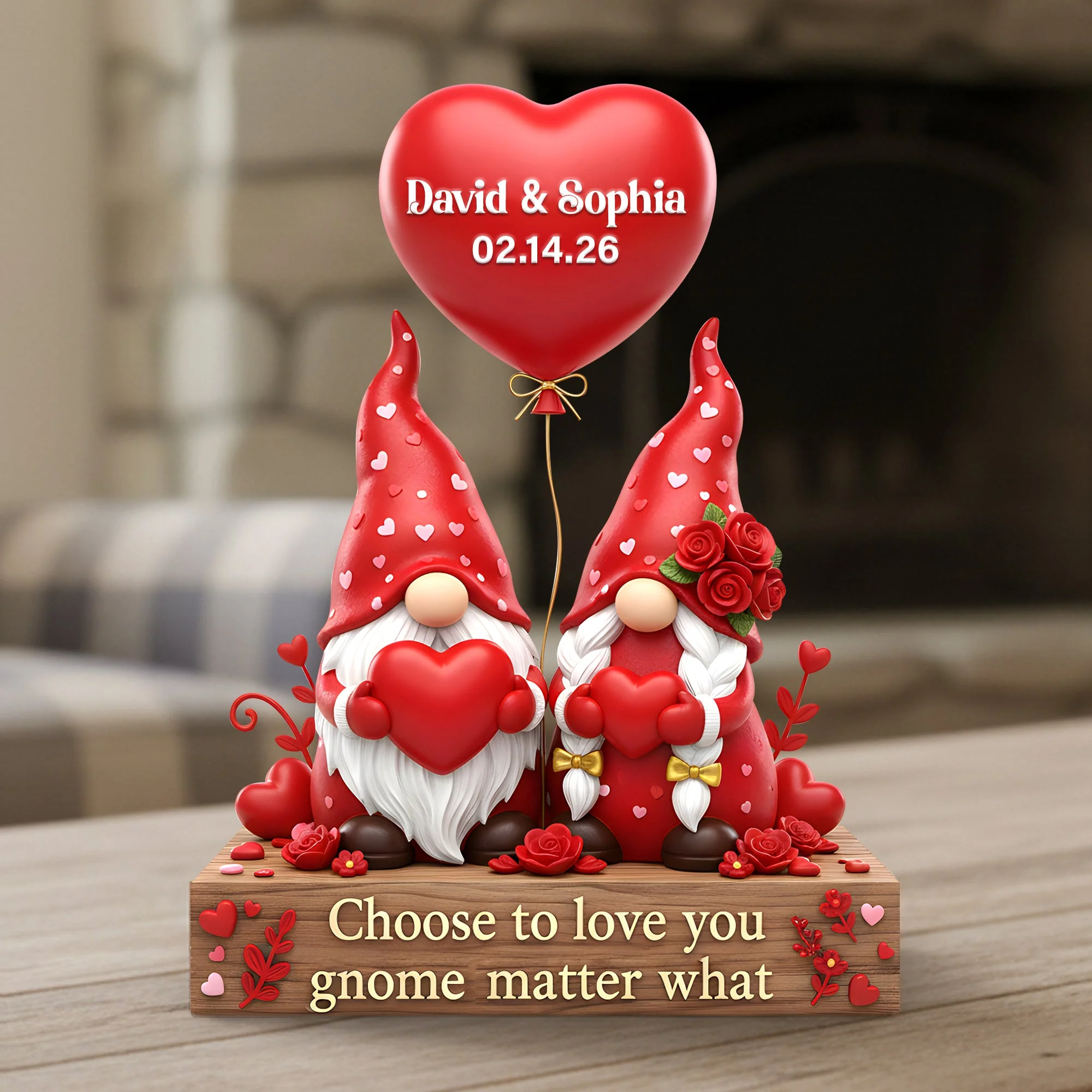 Choose To Love You Gnome Matter What - Personalized Acrylic Plaque - Gift For Couple, Valentine, Anniversary | HH01 - Image 3