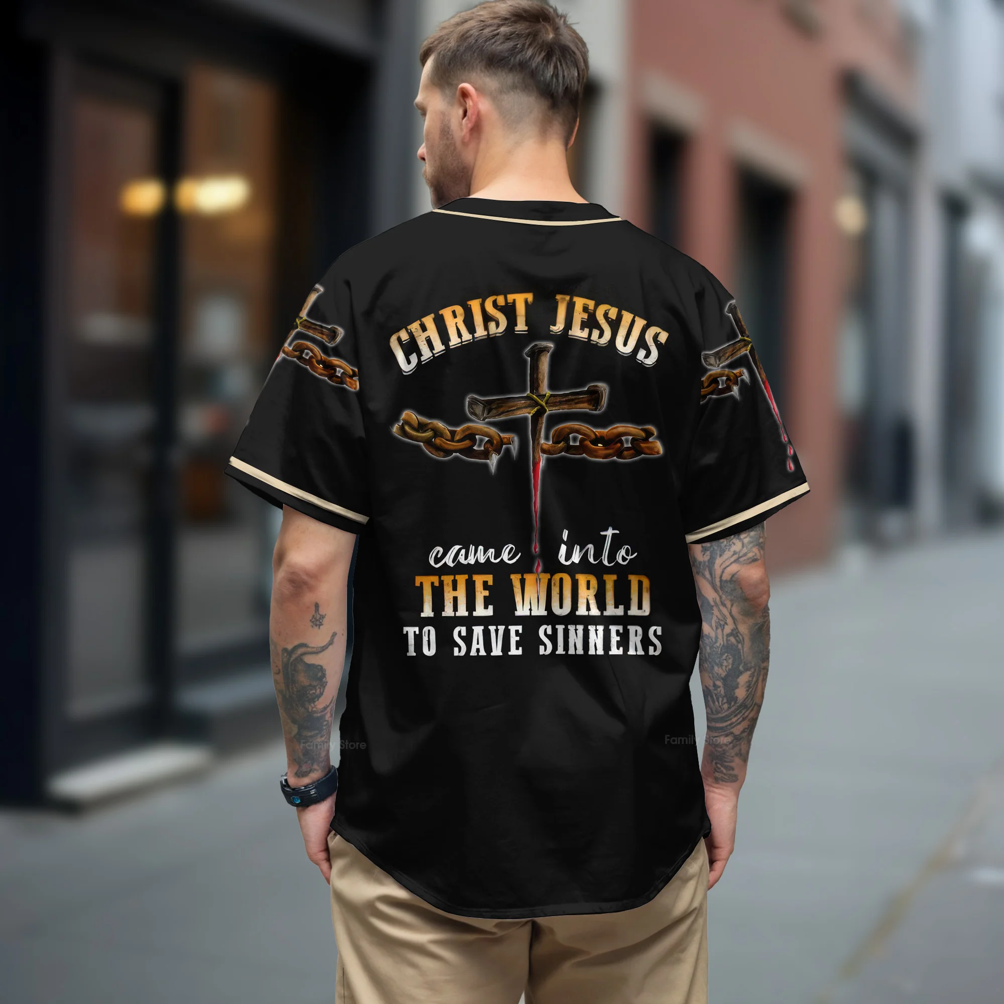 Christ Jesus Came Into The World To Save - Baseball Jersey - Christant Gift For Him - Image 3