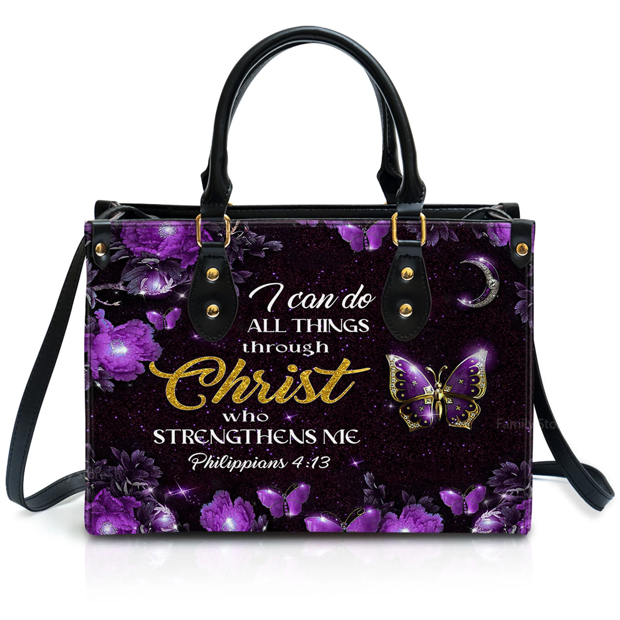 Christ Who Strengthens Me - Beautiful Personalized Leather Handbag - AT4081430 - Image 2