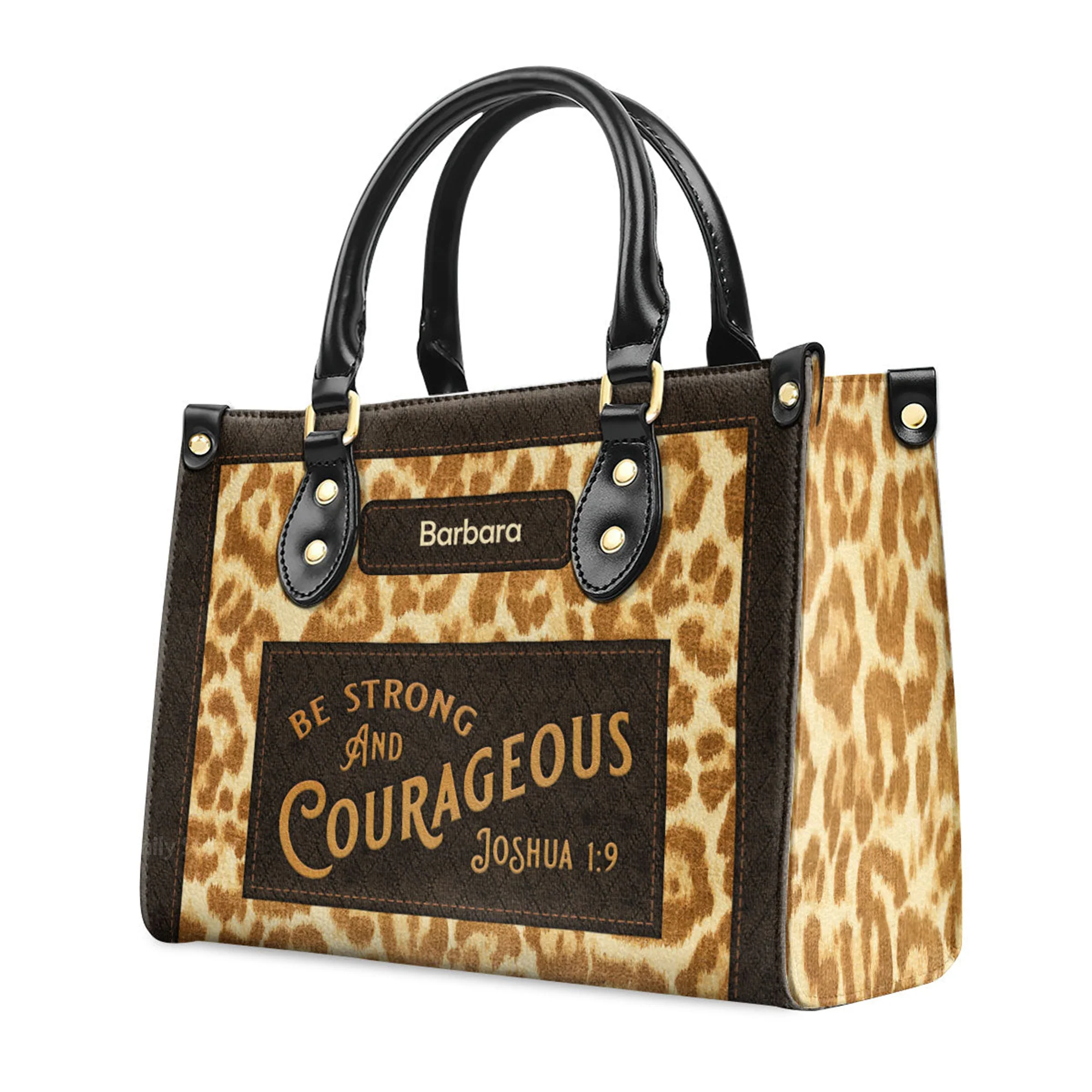 Christian Gift For Women's Ministry Be Strong And Courageous Joshua 1:9 - Unique Personalized Leather Handbag - AT4080844 - Image 3