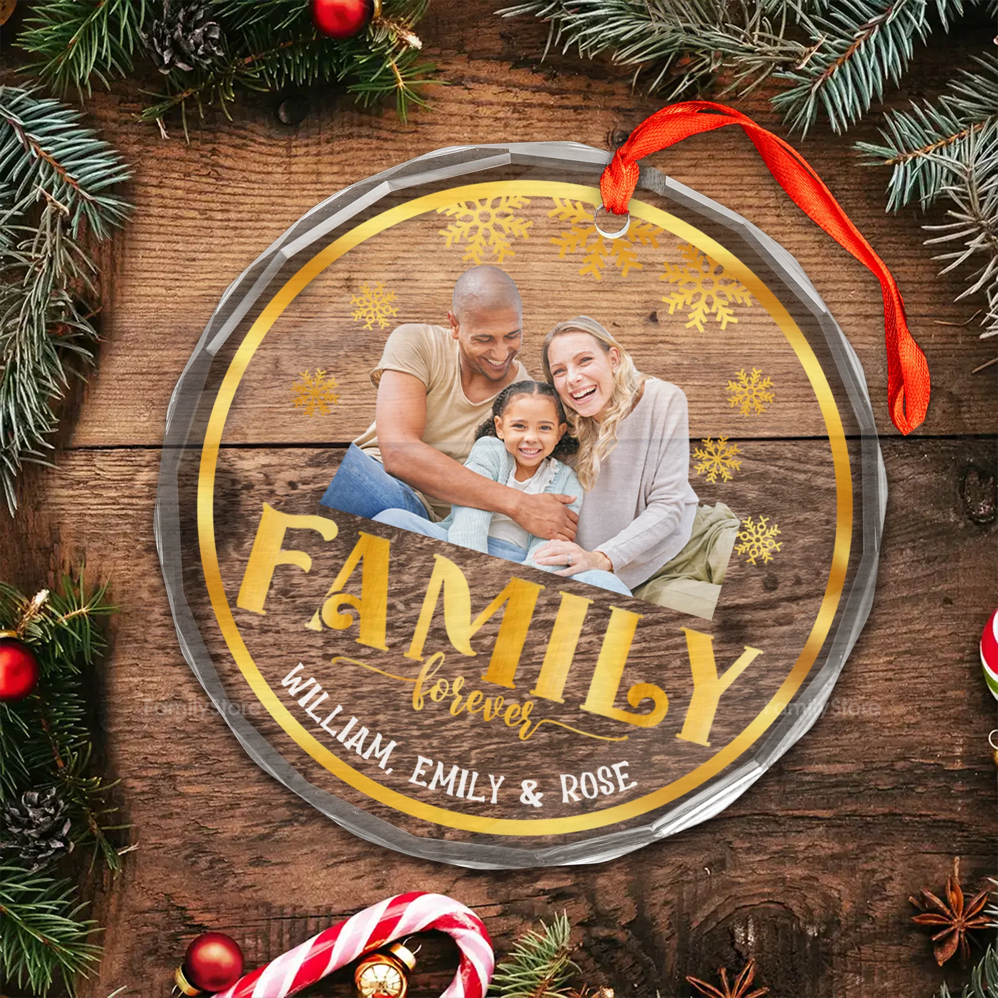 Christmas 2024 We're Family Forever - Gift For Family - Personalized Glass Ornament - NA94 - Image 4