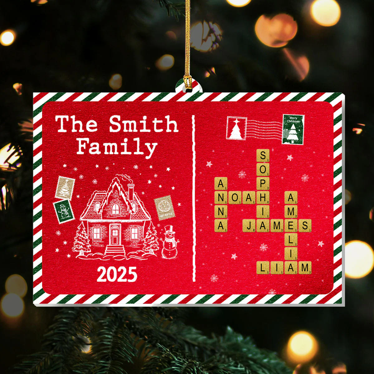 Christmas Crossword Family - Personalized 1-Layer Acrylic Ornament TD118