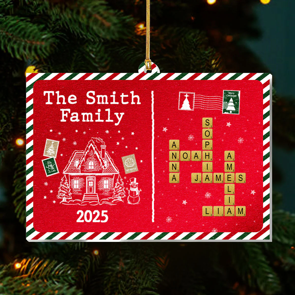 Christmas Crossword Family - Personalized 1-Layer Acrylic Ornament TD118 - Image 3