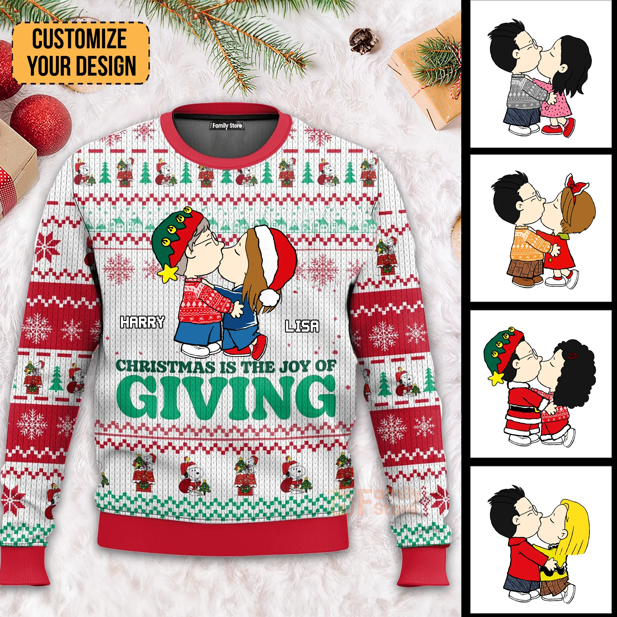 Christmas Is The Joy Of Giving Peanut - Gift For Couples - Personalized Ugly Sweatshirt - CL45 NH96 - Image 2