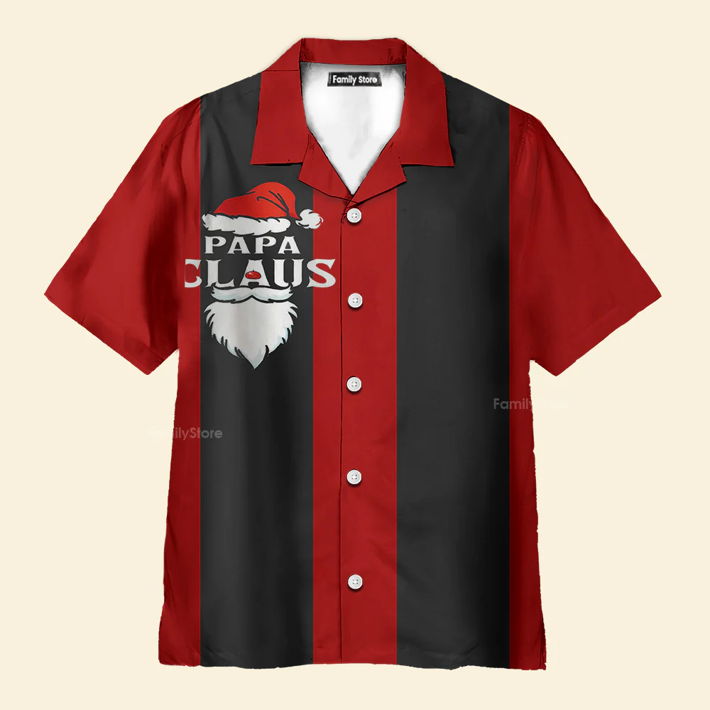 Christmas Papa Claus Men's Short Sleeve Hawaiian Shirt - Image 3