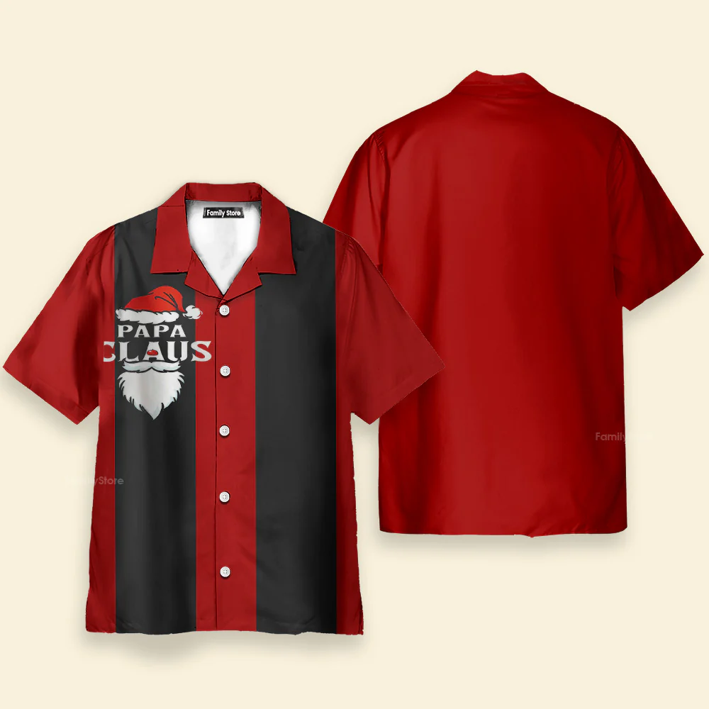 Christmas Papa Claus Men's Short Sleeve Hawaiian Shirt - Image 4