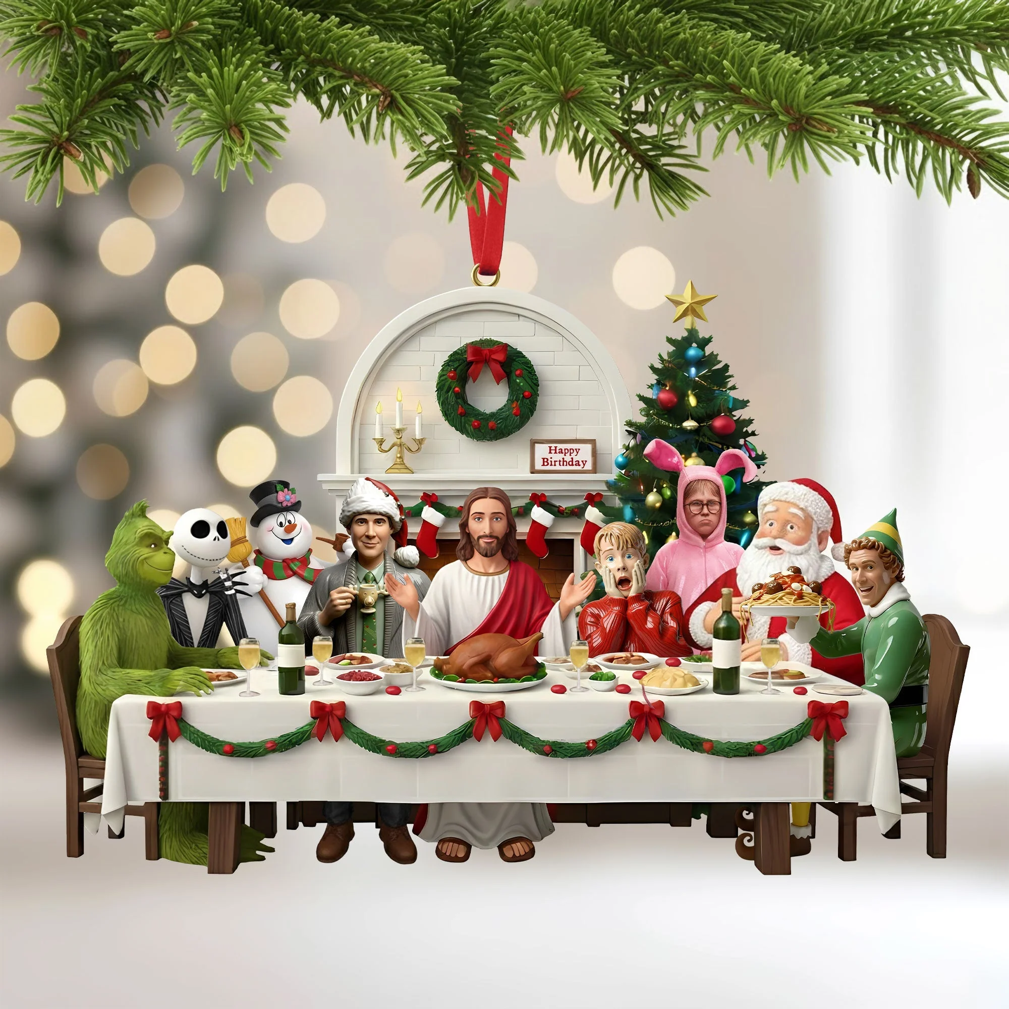 Christmas Party With Jesus - Personalized Acrylic Ornament - Gift For Christians and Classic Christmas Movie Lovers NL122 - Image 3