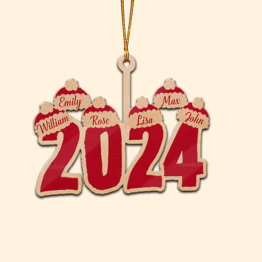 Christmas Santa Hats - Gift For Family - Personalized Wood Ornament - NA94 - Image 6